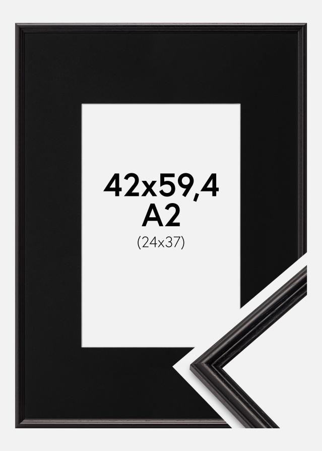 Ramme Horndal Sort 42x59,4 cm (A2) - Passepartout Sort 25x38 cm