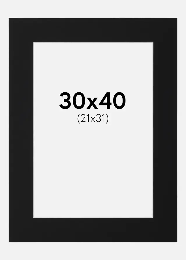Passepartout Sort Standard (Hvid kerne) 30x40 cm (21x31)