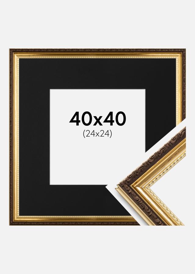 Ramme Abisko Guld 40x40 cm - Passepartout Sort 25x25 cm