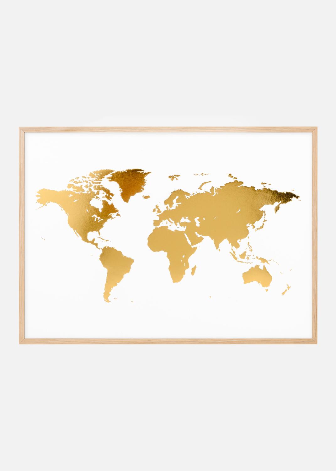 Product Image for Verdenskart i Gull - Foliert Plakat (40x50 cm)