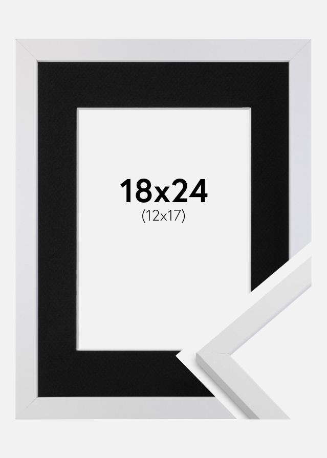 Ramme Trendy Hvid 18x24 cm - Passepartout Sort 13x18 cm
