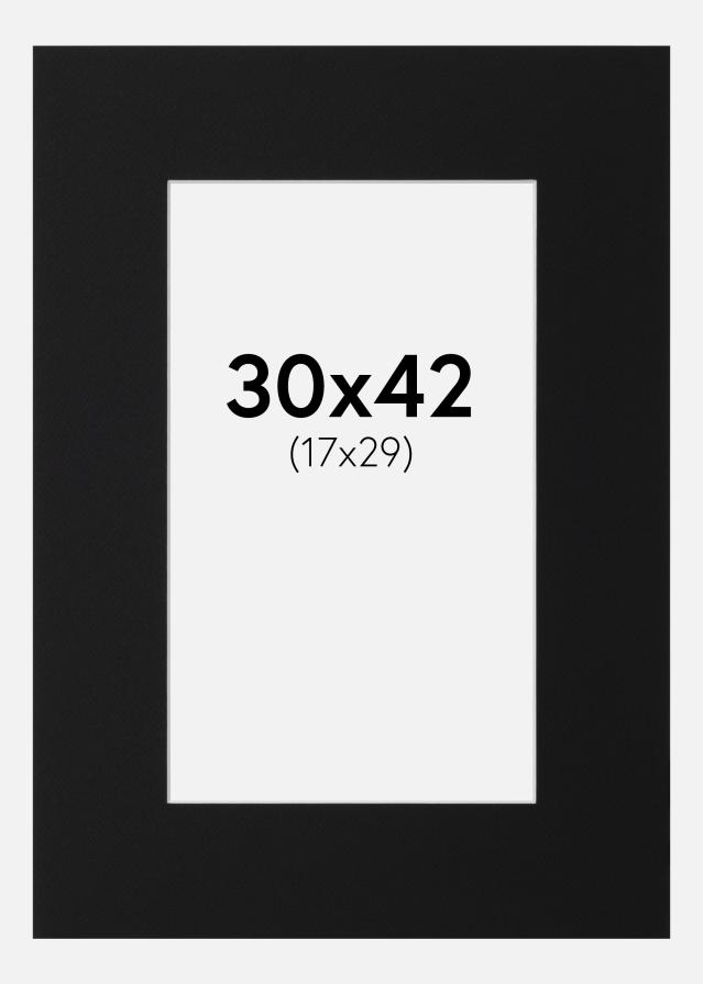 Passepartout Sort Standard (Hvid kerne) 30x42 cm (17x29)