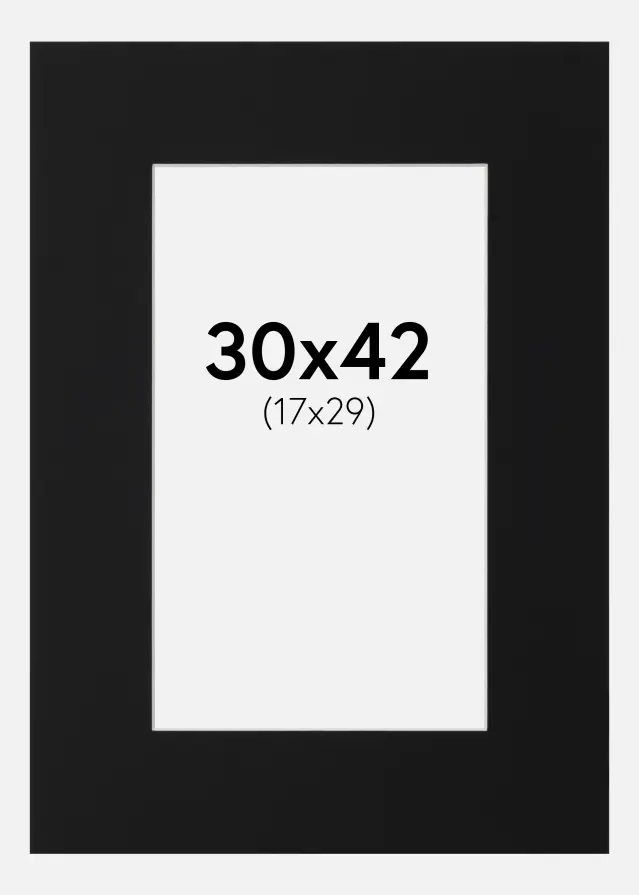 Passepartout Sort Standard (Hvid kerne) 30x42 cm (17x29)