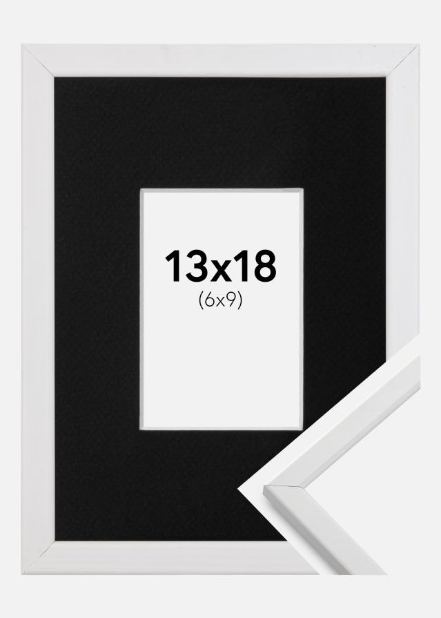 Ramme Galant Hvid 13x18 cm - Passepartout Sort 7x10 cm