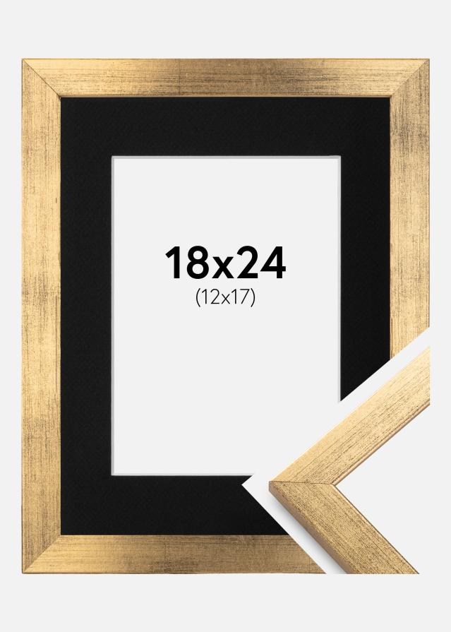 Ramme Stilren Guld 18x24 cm - Passepartout Sort 13x18 cm