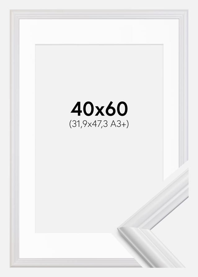 Ramme Siljan Hvid 40x60 cm - Passepartout Hvid 32,9x48,3 cm (A3+)
