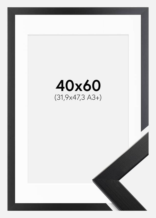 Ramme Trendline Sort 40x60 cm - Passepartout Hvid 32,9x48,3 cm (A3+)