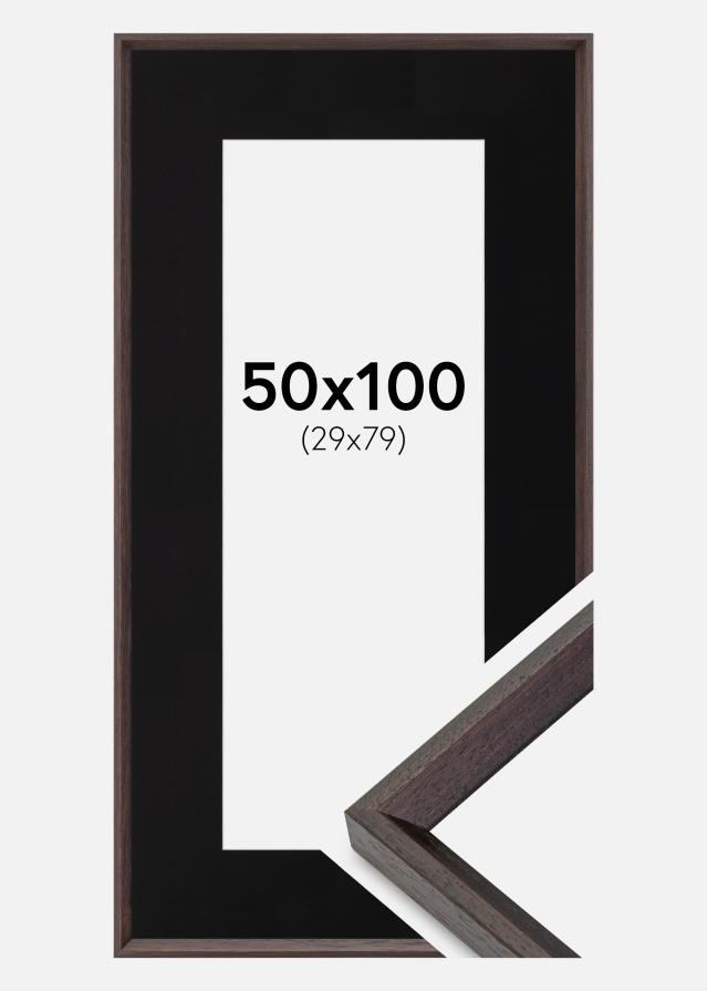 Ramme Globe Espresso 50x100 cm - Passepartout Sort 30x80 cm