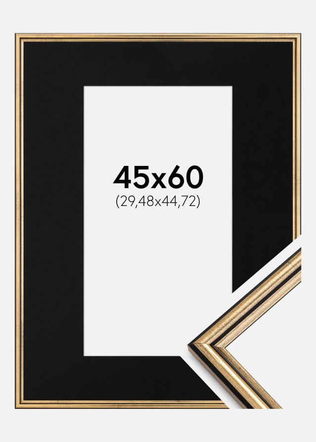 Ramme Horndal Guld 45x60 cm - Passepartout Sort 12x18 inches