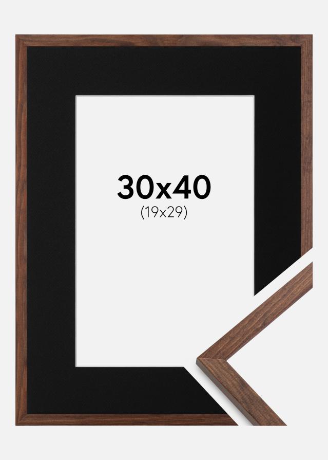 Ramme Galant Valnød 30x40 cm - Passepartout Sort 20x30 cm