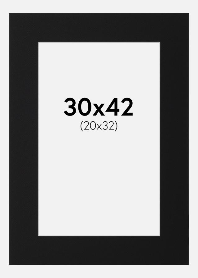 Passepartout Sort Standard (Hvid kerne) 30x42 cm (20x32)