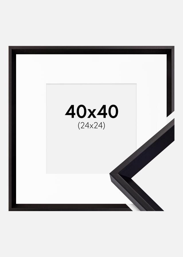 Ramme Globe Sort 40x40 cm - Passepartout Hvid 25x25 cm