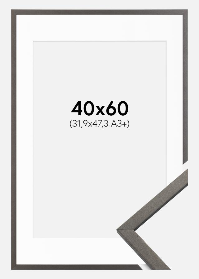 Ramme Edsbyn Grafit 40x60 cm - Passepartout Hvid 32,9x48,3 cm (A3+)