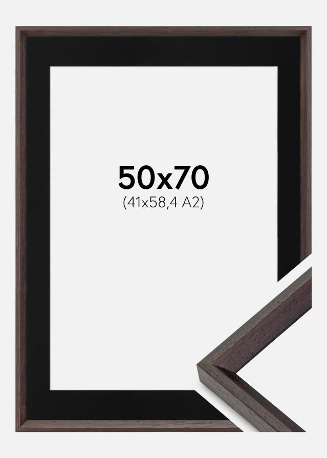Ramme Globe Espresso 50x70 cm - Passepartout Sort 42x59,4 cm (A2)