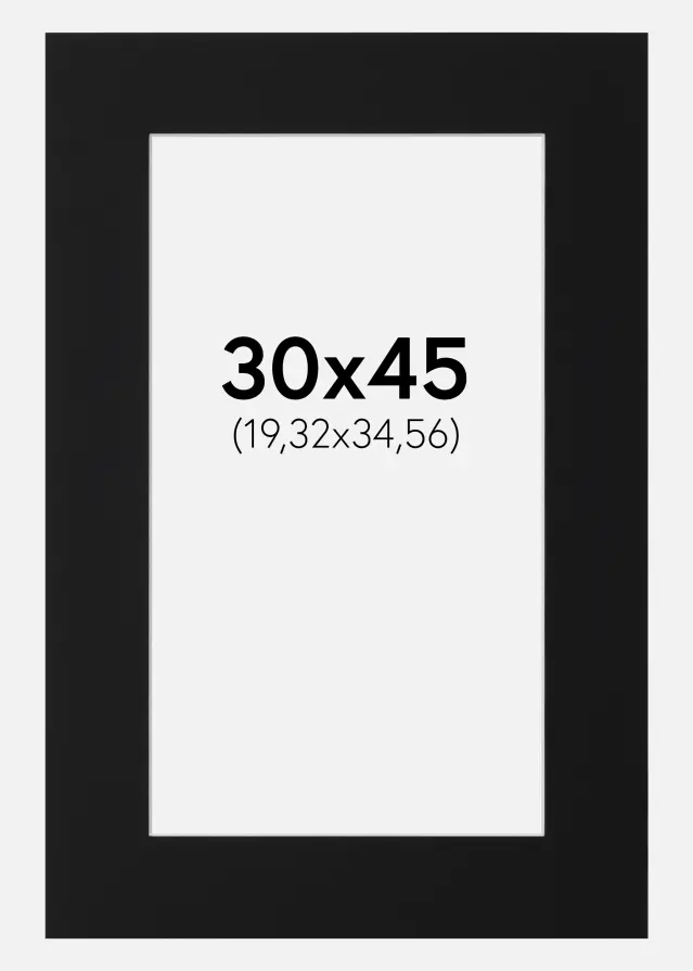 Passepartout Sort Standard (Hvid kerne) 30x45 cm (19,32x34,56)