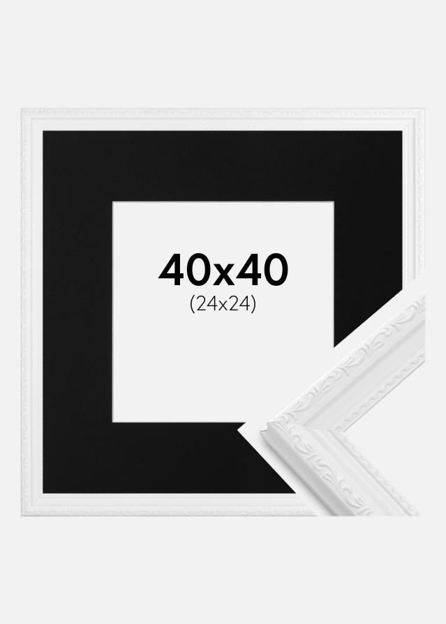 Ramme Abisko Hvid 40x40 cm - Passepartout Sort 25x25 cm