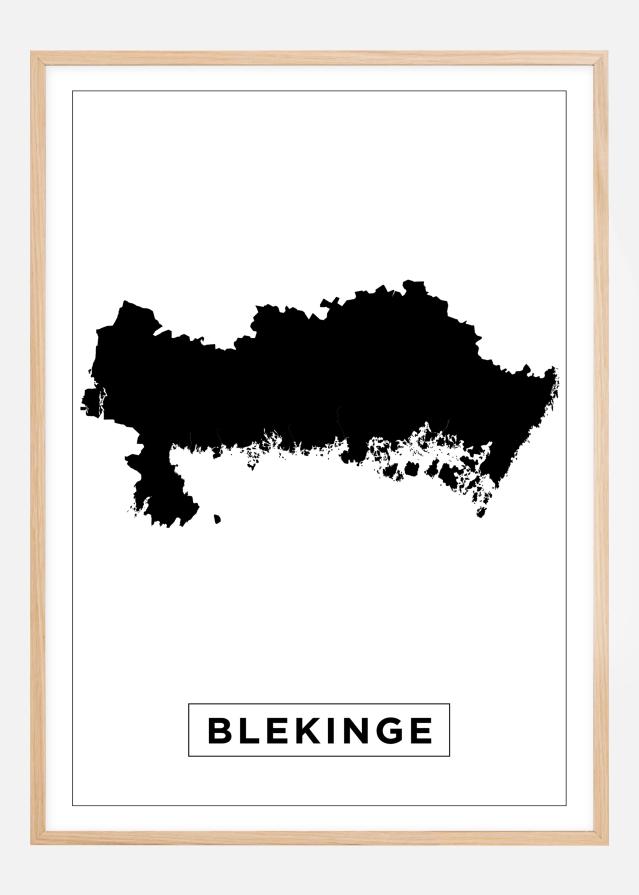 Kort - Blekinge - Hvid Plakat