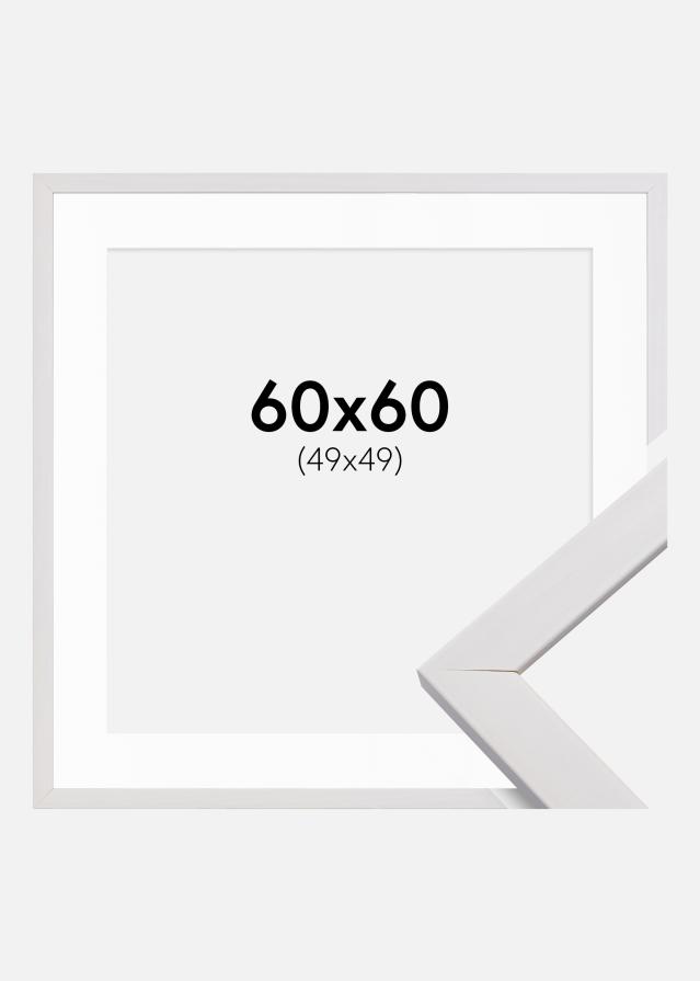 Ramme Stilren Hvid 60x60 cm - Passepartout Hvid 50x50 cm