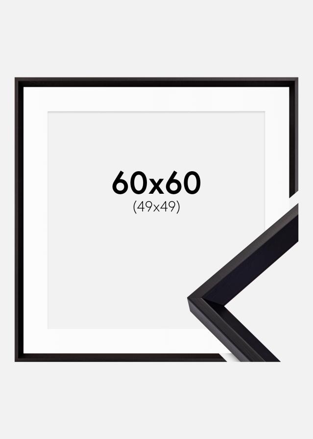 Ramme Globe Sort 60x60 cm - Passepartout Hvid 50x50 cm