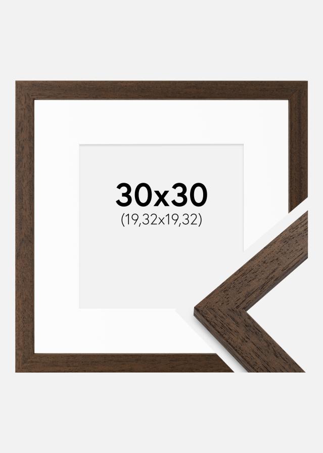 Ramme Brown Wood 30x30 cm - Passepartout Hvid 8x8 inches
