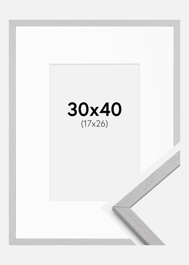 Ramme Edsbyn Grey 30x40 cm - Passepartout Hvid 18x27 cm