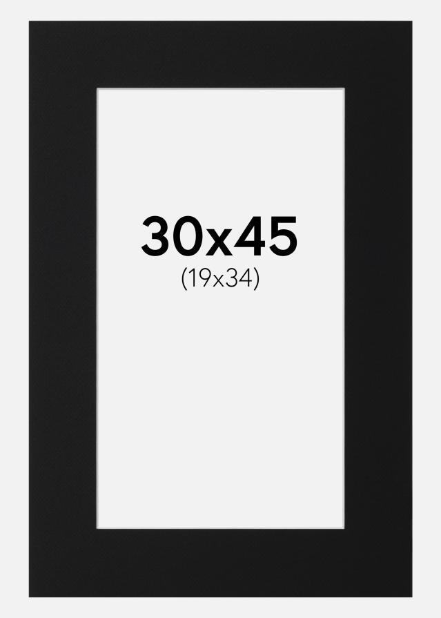 Passepartout Sort Standard (Hvid kerne) 30x45 cm (19x34)