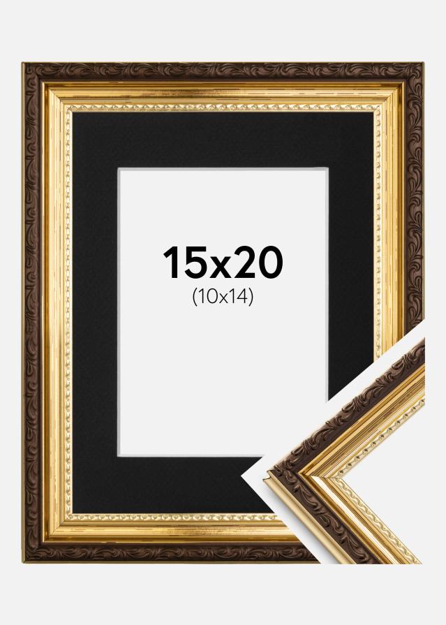 Ramme Abisko Guld 15x20 cm - Passepartout Sort 11x15 cm