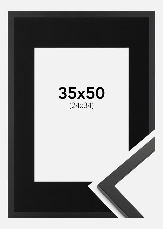 Ramme Trendy Sort 35x50 cm - Passepartout Sort 25x35 cm