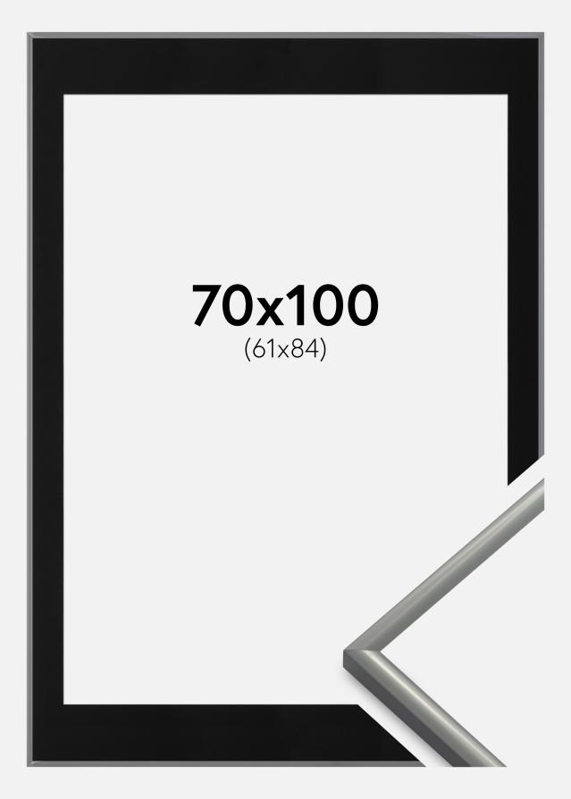 Ramme New Lifestyle Lysegrå 70x100 cm - Passepartout Sort 62x85 cm