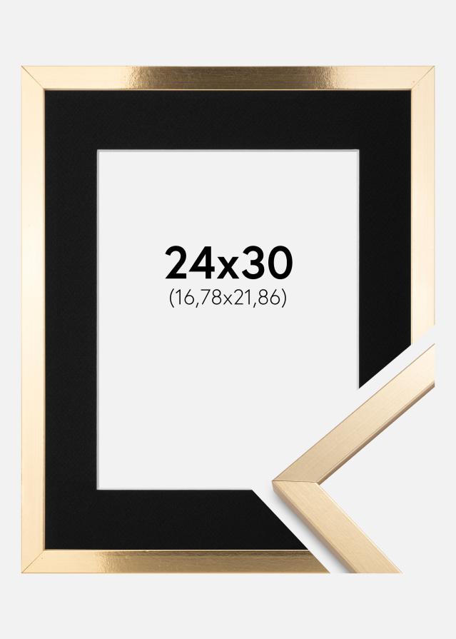 Ramme Trendy Guld 24x30 cm - Passepartout Sort 7x9 inches