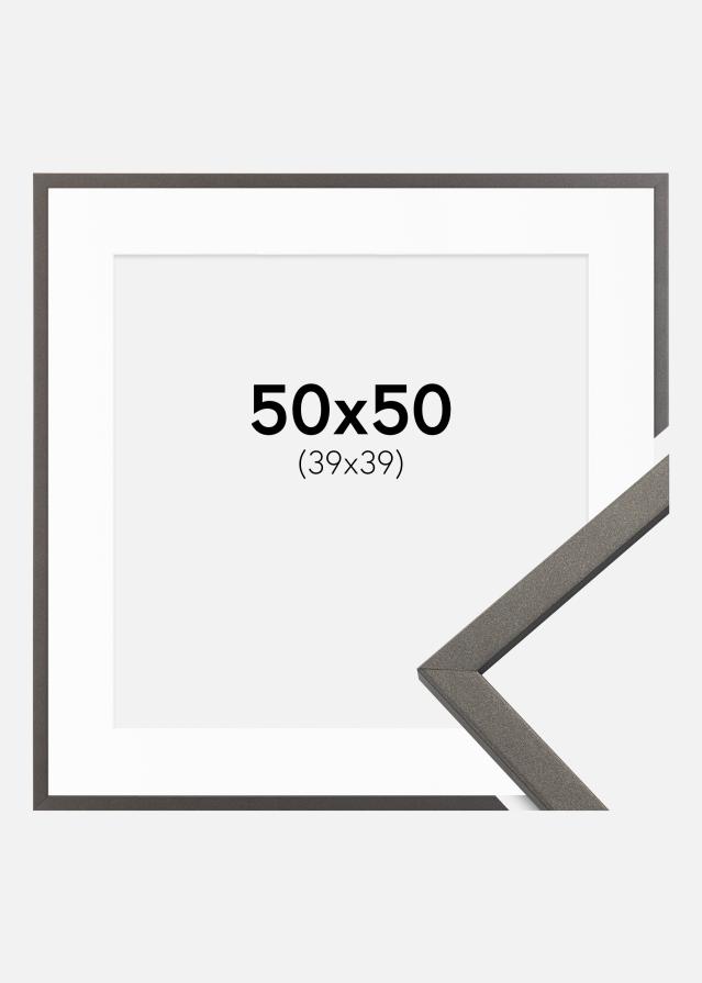 Ramme Edsbyn Grafit 50x50 cm - Passepartout Hvid 40x40 cm