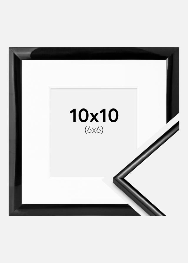 Ramme Scandi Sort 10x10 cm - Passepartout Hvid 7x7 cm