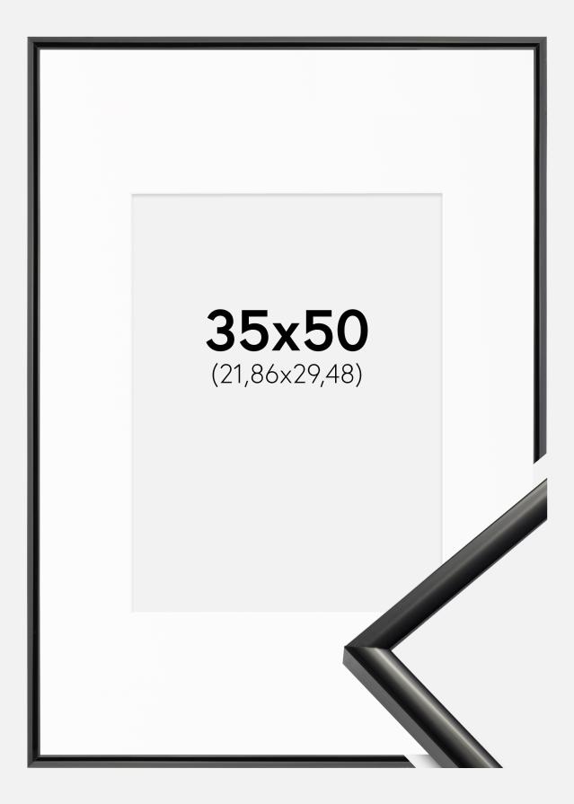 Ramme New Lifestyle Sort 35x50 cm - Passepartout Hvid 9x12 inches