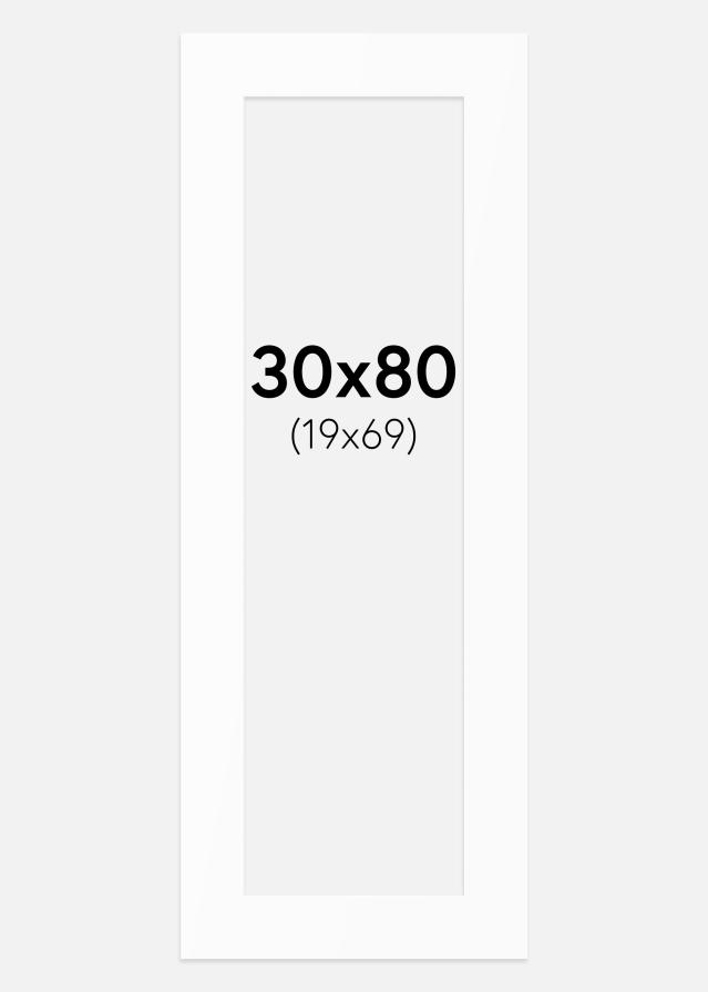 Passepartout Hvid Standard (Hvid kerne) 30x80 cm (19x69)