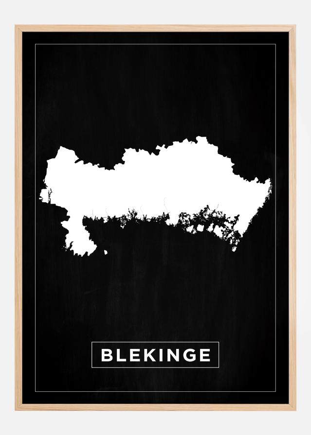Kort - Blekinge - Sort Plakat