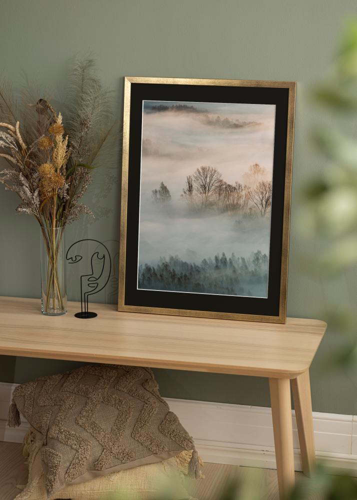 Ramme Stilren Guld 70x100 cm - Passepartout Sort 59,4x84 cm (A1)
