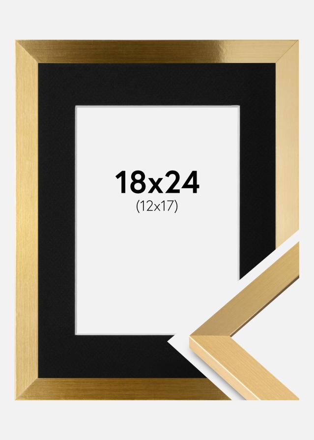 Ramme Selection Guld 18x24 cm - Passepartout Sort 13x18 cm