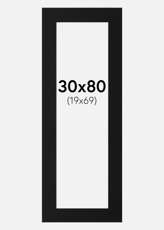 Passepartout Sort Standard (Hvid kerne) 30x80 cm (19x69)
