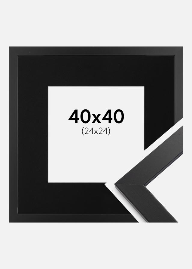 Ramme Black Wood 40x40 cm - Passepartout Sort 25x25 cm
