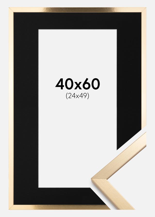 Ramme Trendy Guld 40x60 cm - Passepartout Sort 25x50 cm