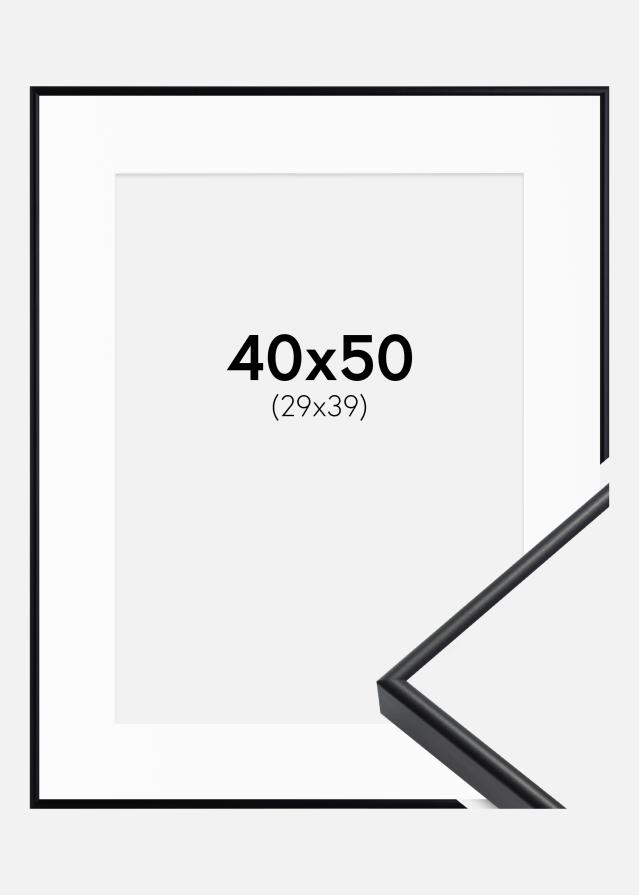 Ramme Visby Sort 40x50 cm - Passepartout Hvid 30x40 cm