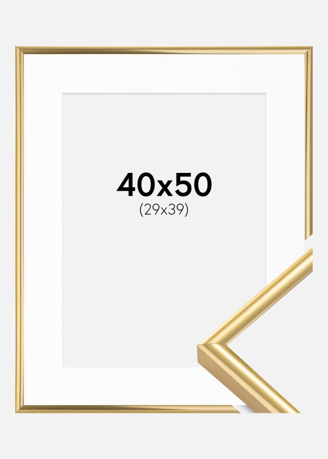 Ramme Victoria Guld 40x50 cm - Passepartout Hvid 30x40 cm
