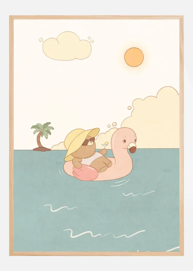 Bear On Summer Beach Plakat
