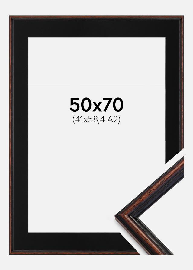 Ramme Horndal Valnød 50x70 cm - Passepartout Sort 42x59,4 cm (A2)
