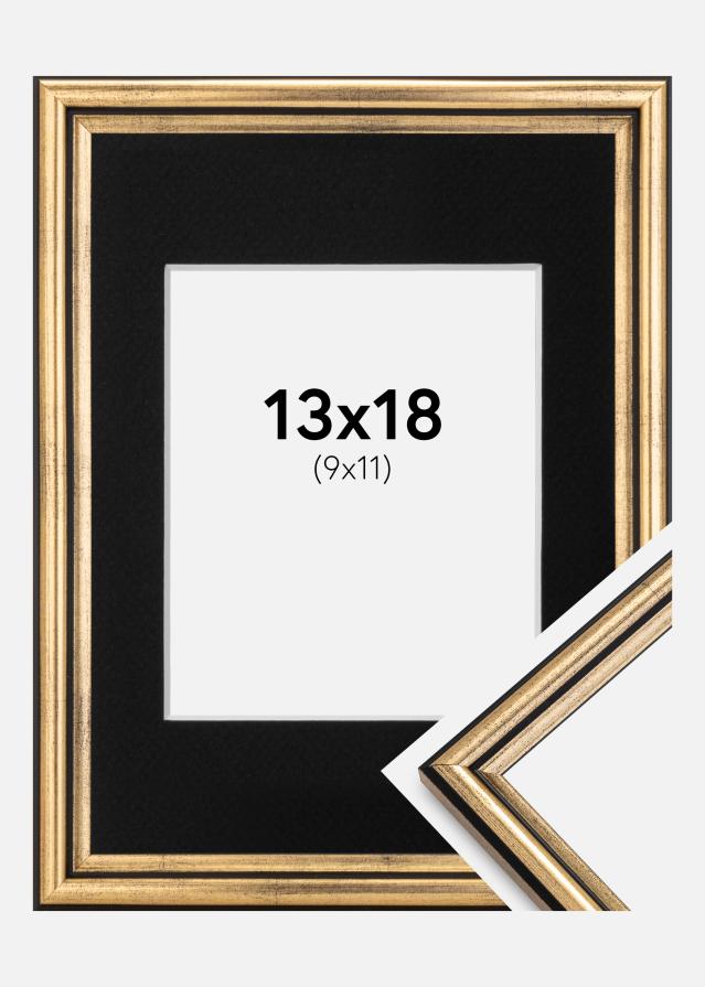 Ramme Horndal Guld 13x18 cm - Passepartout Sort 10x12 cm