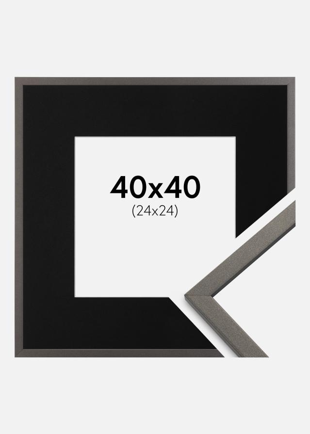 Ramme Edsbyn Grafit 40x40 cm - Passepartout Sort 25x25 cm