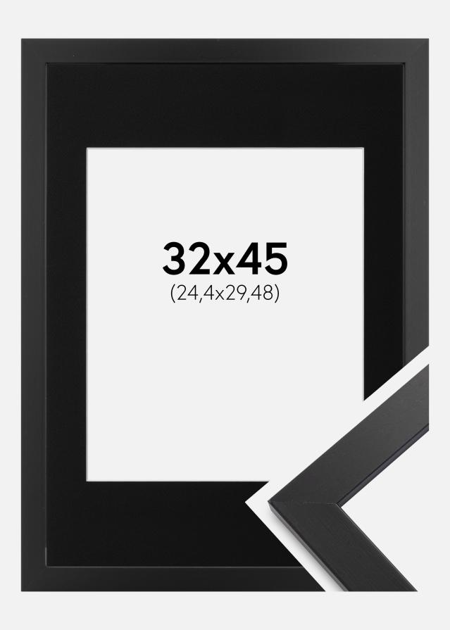 Ramme Black Wood 32x45 cm - Passepartout Sort 10x12 inches