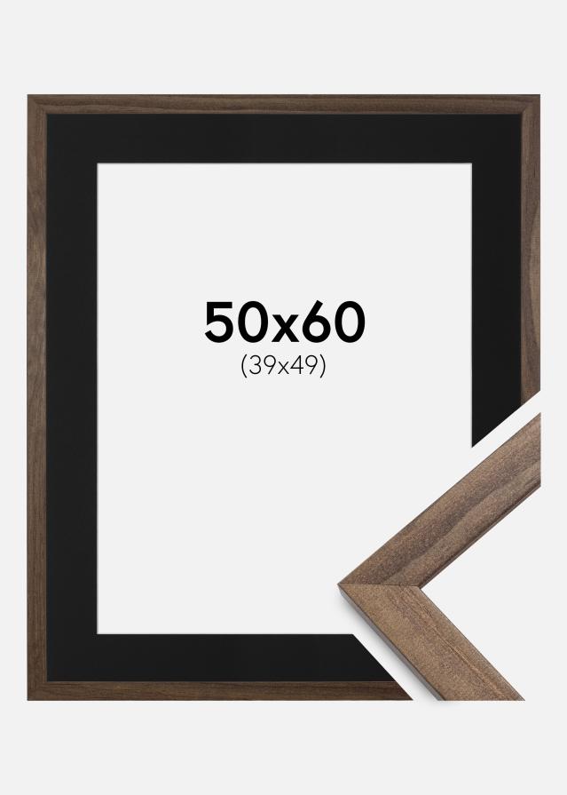 Ramme Stilren Valnød 50x60 cm - Passepartout Sort 40x50 cm