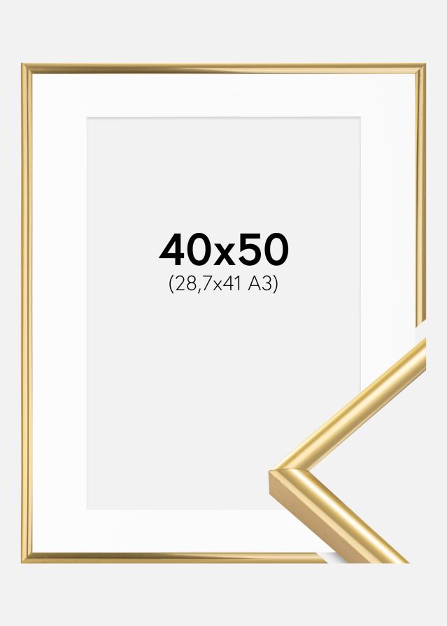 Ramme Victoria Guld 40x50 cm - Passepartout Hvid 29,7x42 cm (A3)