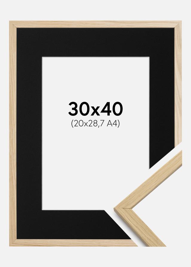 Ramme Edsbyn Eg 30x40 cm - Passepartout Sort 21x29,7 cm (A4)